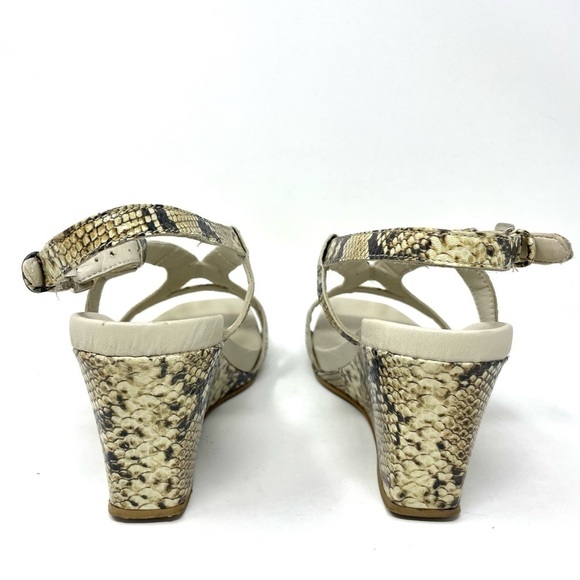 La Canadienne Cream Snake Print Wedge Sandals Size 39 - Picture 4 of 10